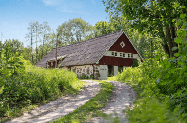 Sjönära 1800-tals hus i skogsmiljö