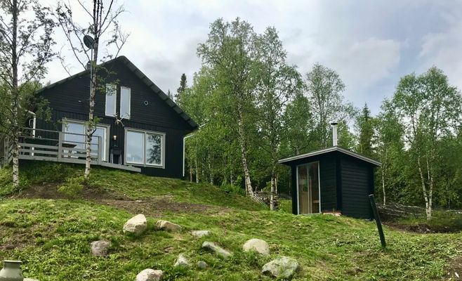 Stor mysig familjestuga, vildmark Kittelfjäll