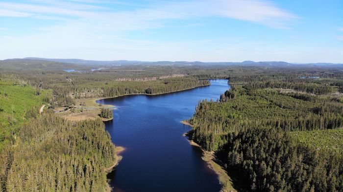 Vy över Vintersjön. Torpet ligger på en stor sjötomt vid denna sjö.