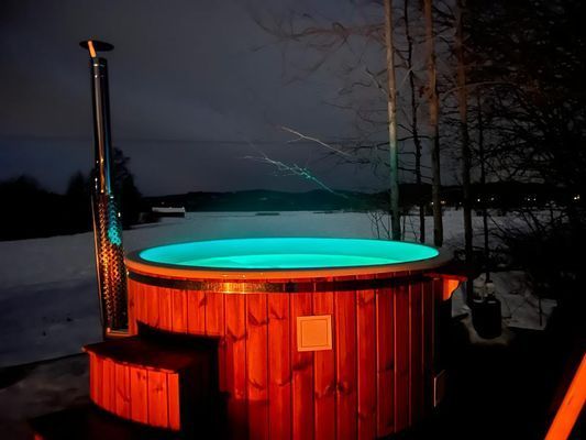 Liten mysig stuga på en liten hästgård med braskam