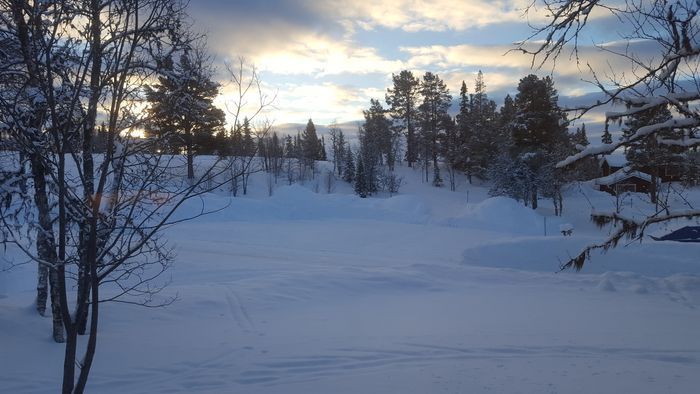 Vinterbild utmärkta preparerade spår finns